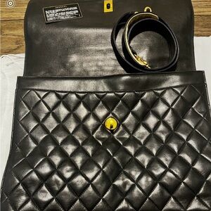 CHANEL Black Quilted Briefcase with strap